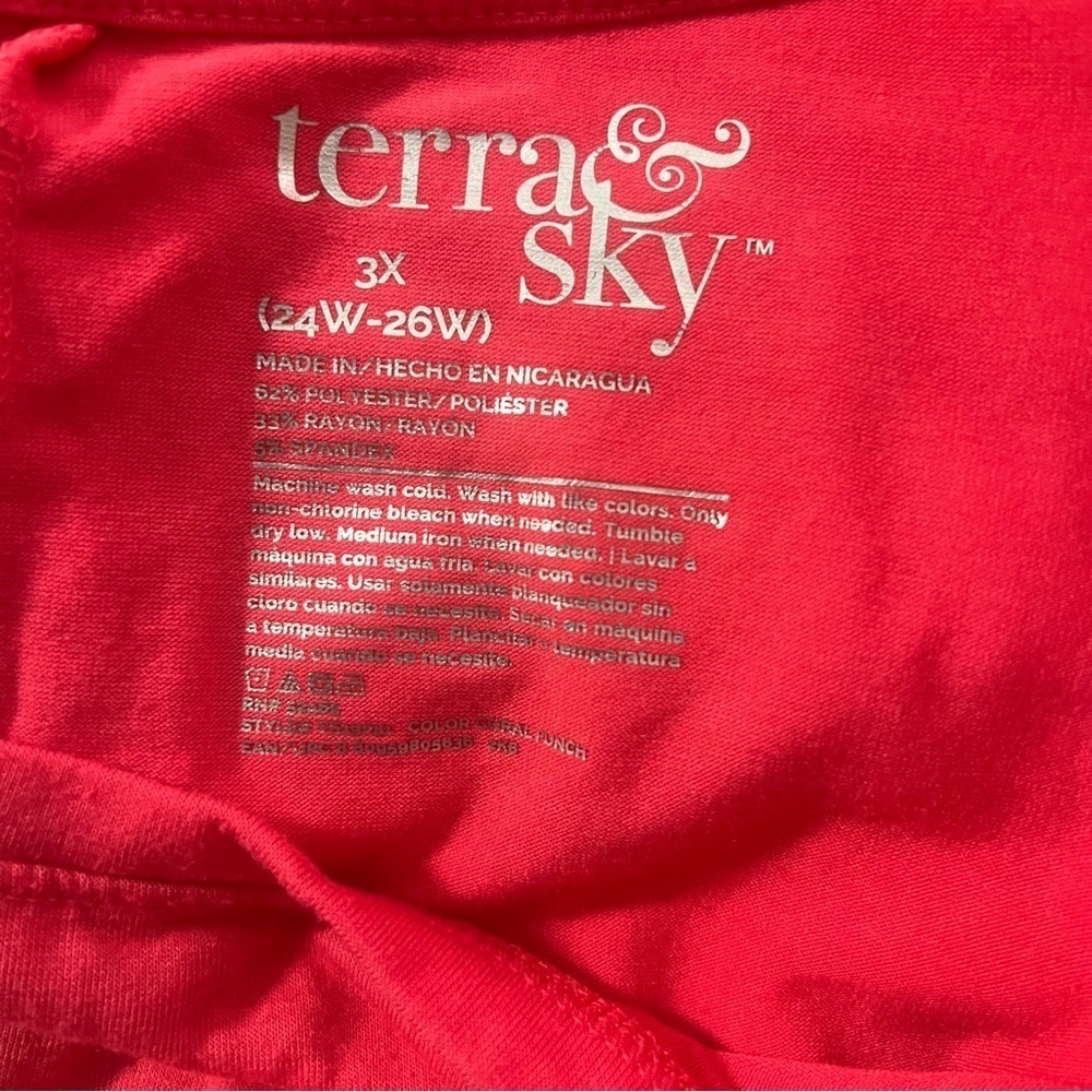 Terra & Sky Women's Plus Size 3X (24W-26W) Swing Tank Summer Shirt Coral Punch - Picture 5 of 5